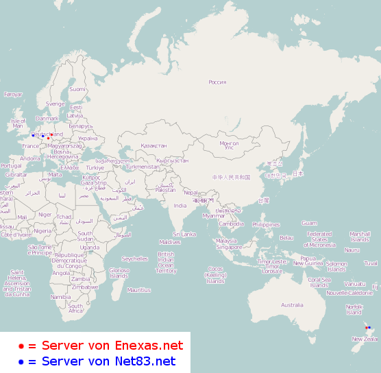Karte mit Serverstandorten Karte mit Serverstandorten